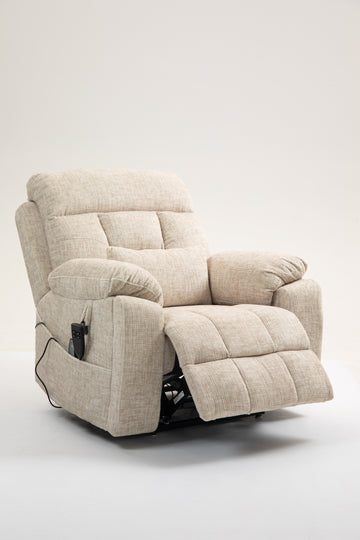 Old age electric lift chair, flat high density foam electric sofa, with heating and massage functions, can tilt to 180 degrees, 2 pocket cup holders, 2 remote controls, dual OKIN motors