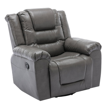 360°Swivel and Rocking Home Theater Recliner Manual Recliner Chair with Wide Armrest for Living Room,Bedroom, Grey/Black