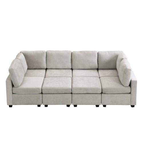 103" Sectional Sofa Couch Sofa Bed U-shaped Sofa with Two Movable Ottoman and Three USB Ports for Living Room, Grey