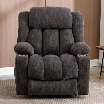 Up to 350 LBS Chenille Power Lift Recliner Chair, Heavy Duty Motion Mechanism with 8-Point Vibration Massage, USB and Type-C Ports, Grey