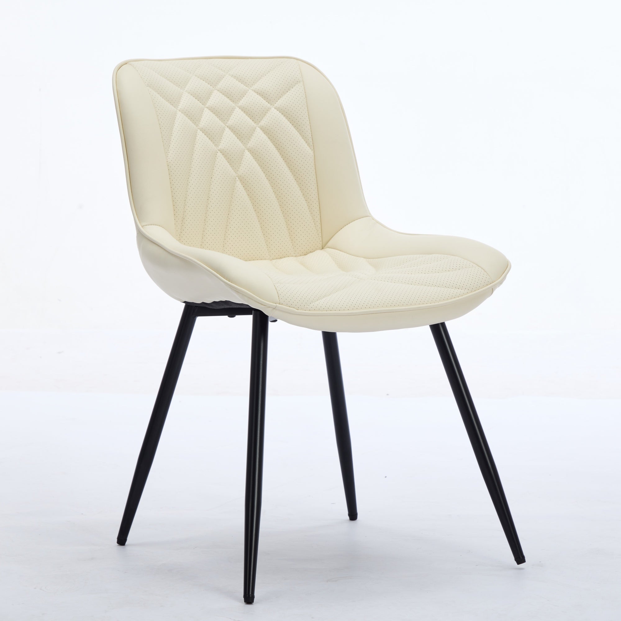 Dining Chairs Set of 2 Mid Century Modern Kitchen Chair Comfortable Upholstered Faux Leather Dinner Chairs for Kitchen Dining Room, Cream/Khaki