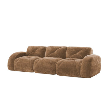 110''Boneless Sofa With Tufted,Soft Velvet Fabric,Modular Sectional Sofa Couches,32D High Density Sponge,Anti-Slip Design