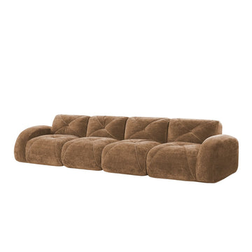 140''Soft Velvet Fabric,Boneless Sofa With Tufted,32D High Density Sponge,Ergonomic Design Bottom