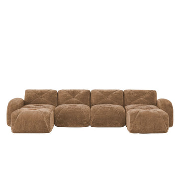 U-shaped Boneless Sofa,Tufted Design,32D High Density Sponge Bottom,Anti-Slip Design