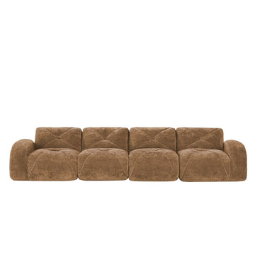 140''Soft Velvet Fabric,Boneless Sofa With Tufted,32D High Density Sponge,Ergonomic Design Bottom