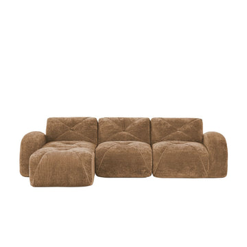 L-Shaped Soft Velvet Fabric,Boneless Sofa,Tufted Design,Ergonomic Design Bottom,32D High Density Sponge