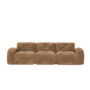 110''Boneless Sofa With Tufted,Soft Velvet Fabric,Modular Sectional Sofa Couches,32D High Density Sponge,Anti-Slip Design