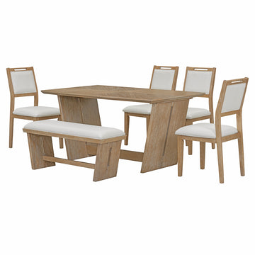 6-Piece Retro Dining Table Set for 6, 60