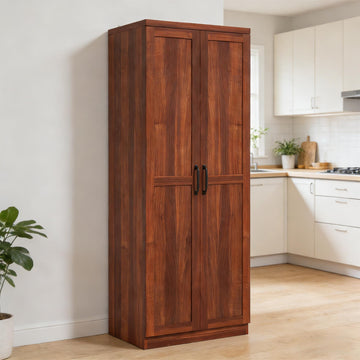 Modern Storage Cabinet with Adjustable Shelves, Antique Metal Handles for Kitchen Pantry (Tan)