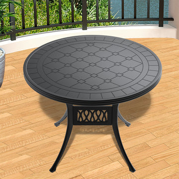 Clihome 39.37-inch Cast Aluminum Patio Dining Table with Black Frame