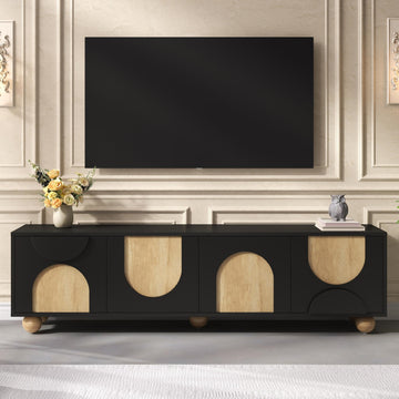 Farmhouse TV Stand with Cable Holes for TVs up to 75