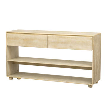 Clihome Console Table for Entryway, Vintage Entryway Table with Drawers and Shelves, Perfect Console Tables with Storage for Entryway, Hallway, Living Room (Natural Wood Wash)
