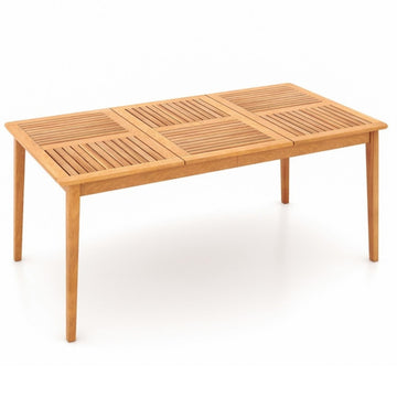 6-Person Outdoor Acacia Wood Dining Table, Rectangular Bistro Table with Umbrella Hole