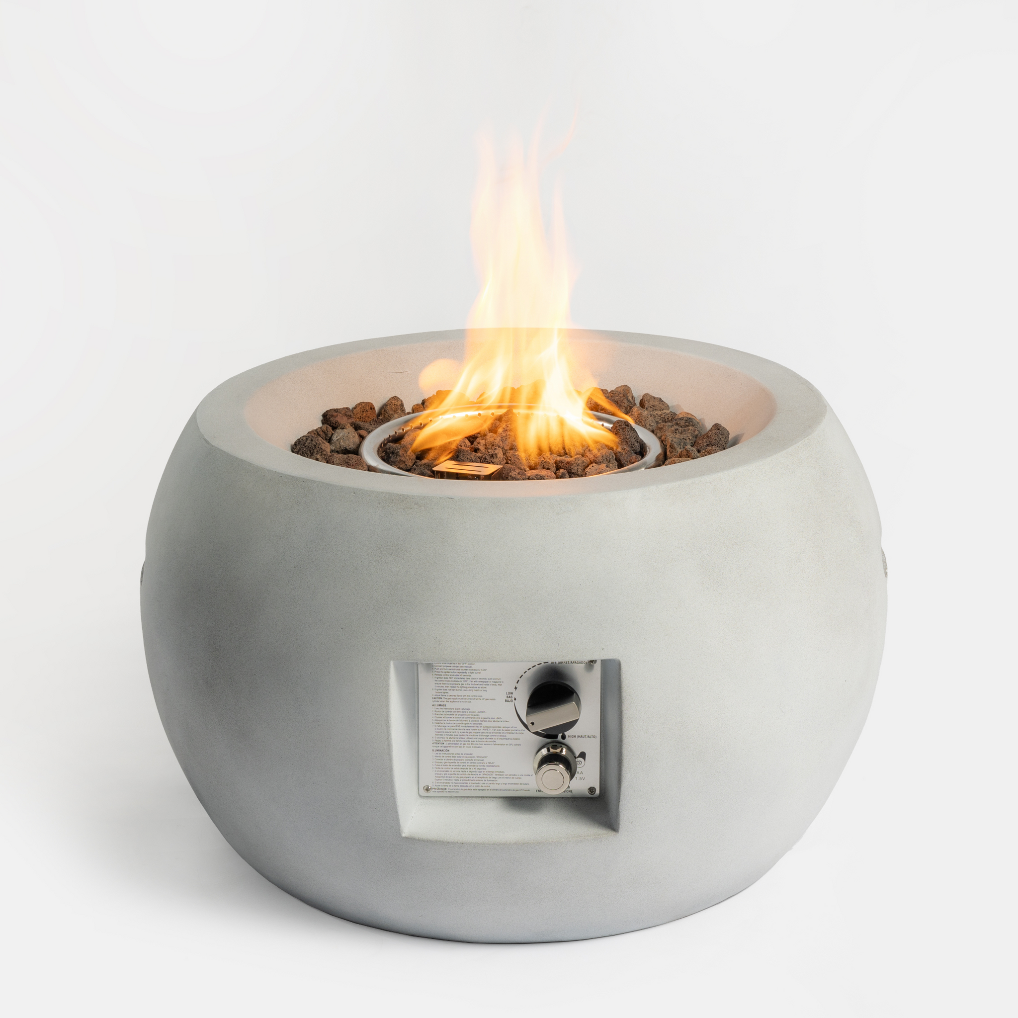 Outdoor Propane Fire Pit Table,Compact Streamlined modern 20-inch,Round Graphite Base with waterproof cover,Free Lava Rocks