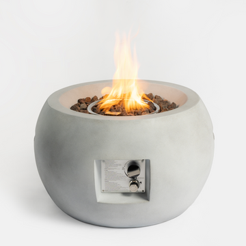 Outdoor Propane Fire Pit Table,Compact Streamlined modern 20-inch,Round Graphite Base with waterproof cover,Free Lava Rocks