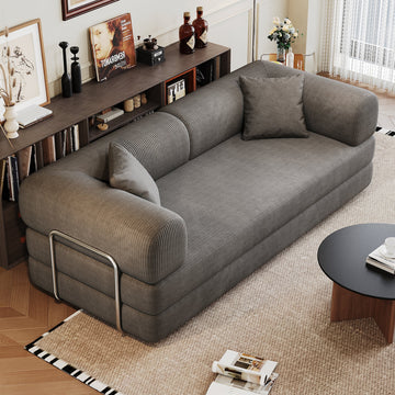 78.8" Compression Sofa,Convertible Floor Sofa Bed-with Back Support Armrest,Comfy Futon Couch Sleeper Bed,Loveseats Boneless Modular Sectional Sofa,Grey