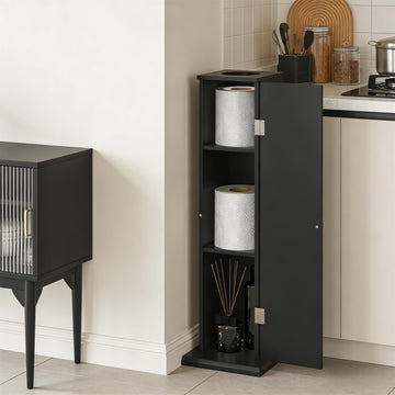 Rustic Organizer Black Narrow Corner Cabinet - 3-Tier Small Toilet Paper Storage Cabinet