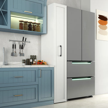 White,Large, Slim Storage Cart, Kitchen Rolling Cart, Narrow Storage Cabinet with Handle & Wheels, Wood Spice Rack Next to Fridge, Pantry Shelf for Kitchen, Small Spaces