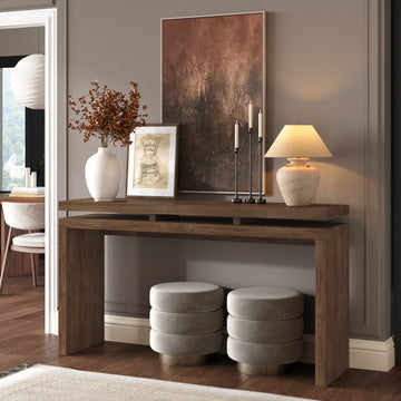 60 Inch Farmhouse Suspended Console Table, Wooden Narrow Entryway Sofa Table for Hallway Living Room