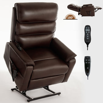 Dark Brown/Light Grey/Yellow Brown/Grey/Blue/Brown Leatheraire Dual Motor Infinite Position Up to 350 LBS Power Lift Recliner Chair with Power-Remote, Heat Massage and Heavy Duty Motion Mechanism