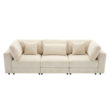 105'' 3 Seater Sofa with Removable Back Cushions and 5 Pillows , for Living Room, Apartment, Spacious Space
