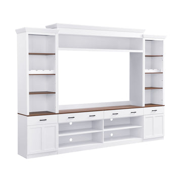 Farmhouse-4-Piece-Entertainment-Center-TV-Stand-with-Bookshelf-and-Wine-Rack-for-Living-Room