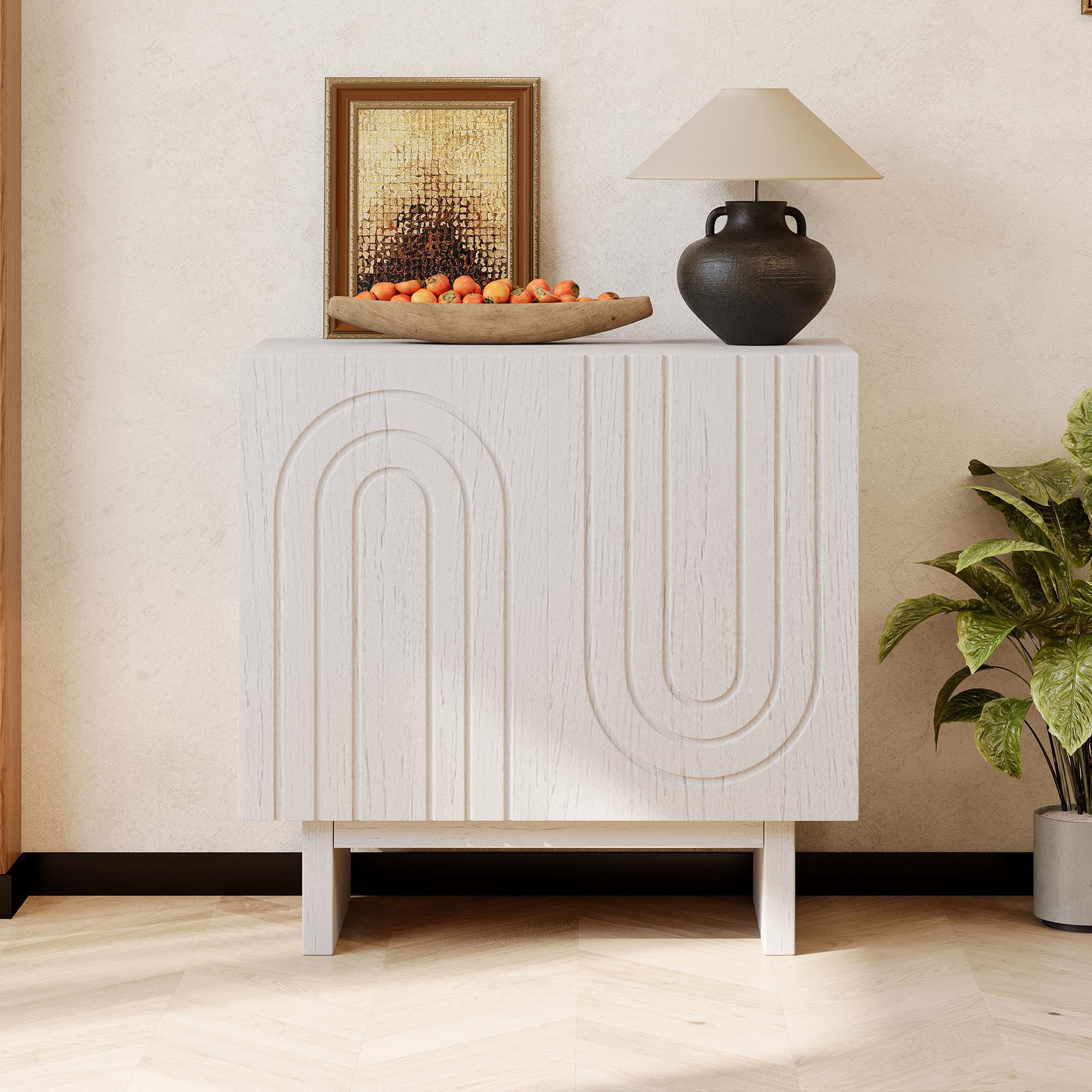 2-door Storage Cabinet,U-shaped Antique Cream