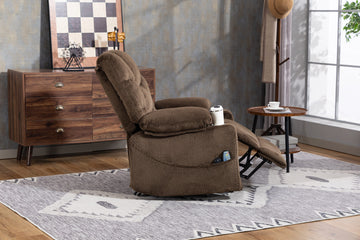 Ultra wide electric lounge chair with hot massage heating and auxiliary standing function - velvet rotating lounge chair for living room, bedroom, and office use