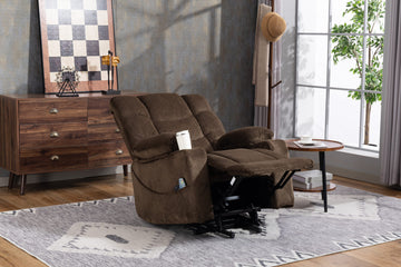 Ultra wide electric lounge chair with hot massage heating and auxiliary standing function - velvet rotating lounge chair for living room, bedroom, and office use