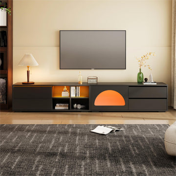 Modern TV Stand with Fluted Glass Door for TVs Up to 100