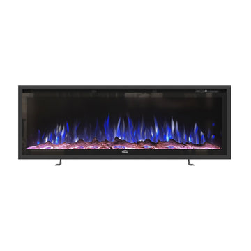 Clihome 60 Wall Mount/Recessed/Stand-Alone Electric Fireplace with Timer, Adjustable Flame Color