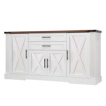 Farmhouse-Barn-Door-Storage-Cabinet-with-Drawers-and-Door-Rack