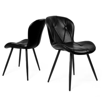 Modern Upholstered Leather Dining Chairs Set of 2,Comfortable Dining Room Chairs with Thick Cushions & Metal Legs,Leather-Like Finish for Kitchen and Dining Table