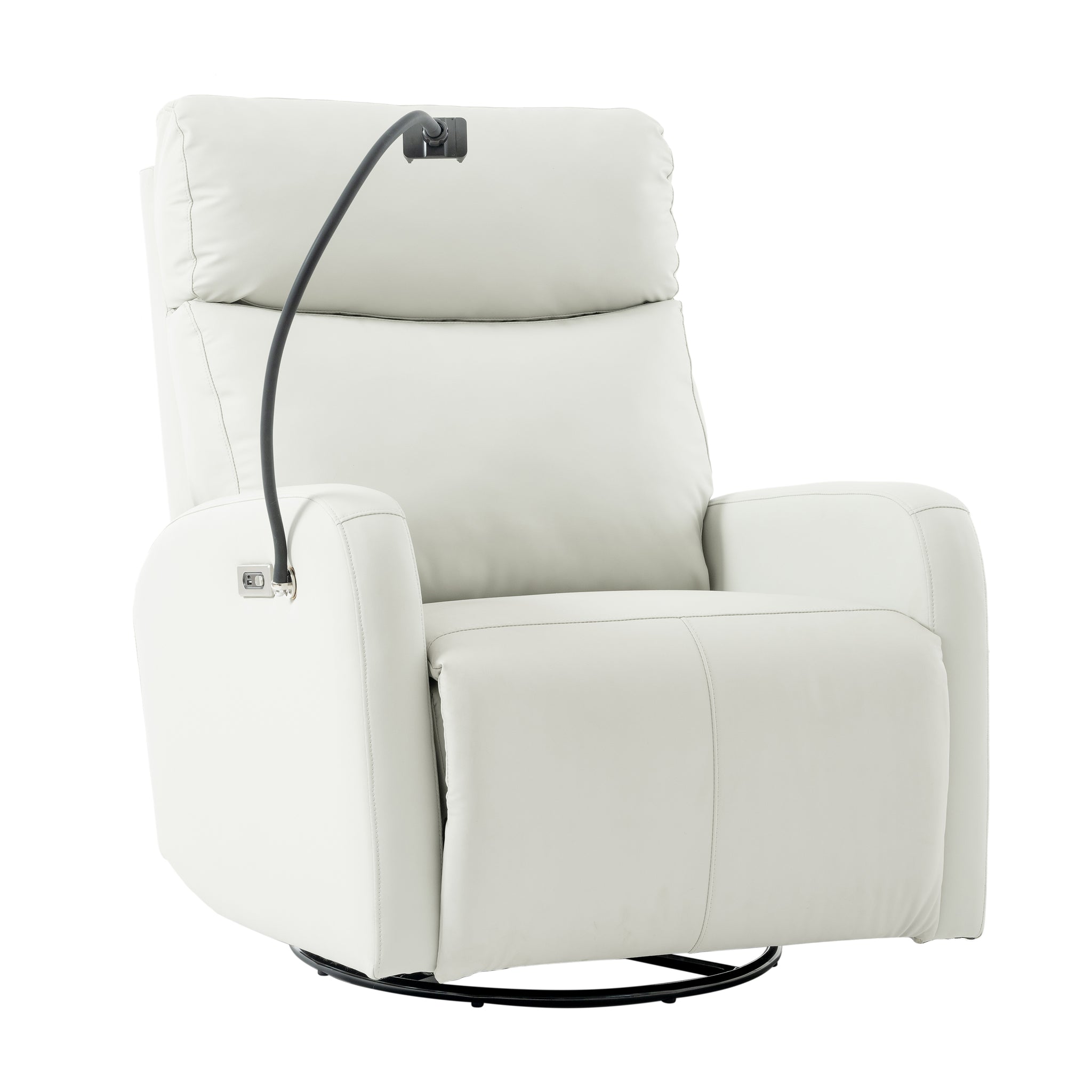 270° Power Swivel Rocker Recliner Chair, Electric Glider Reclining Sofa with USB Ports, Power Swivel Glider, Rocking Chair Nursery Recliners for Living Room Bedroom(Light Gray/Blue Gray+270° Swivel)