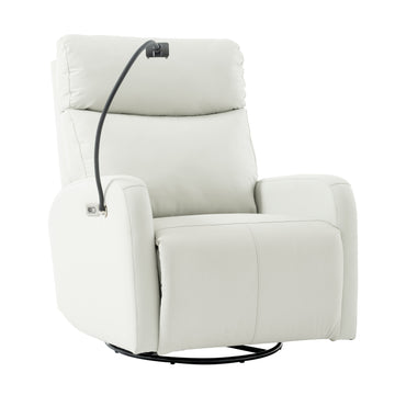 270° Power Swivel Rocker Recliner Chair, Electric Glider Reclining Sofa with USB Ports, Power Swivel Glider, Rocking Chair Nursery Recliners for Living Room Bedroom(Light Gray/Blue Gray+270° Swivel)