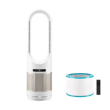 All-Season Oscillating Tower Fan, HEPA Purifying Fan with Remote Control & 8H Timer