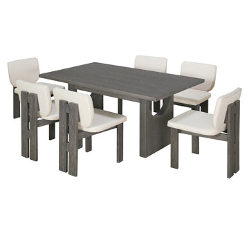 7-Piece Retro Dining Table Set for 6, 60