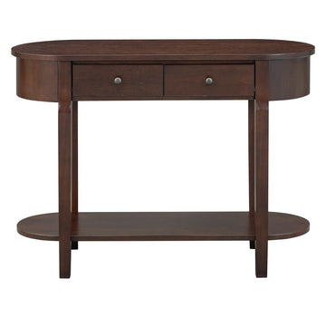 Clihome Elegant Retro Console Table with Curved Design and Smooth Glaze for Entryways, Living Rooms and hallways (Espresso)