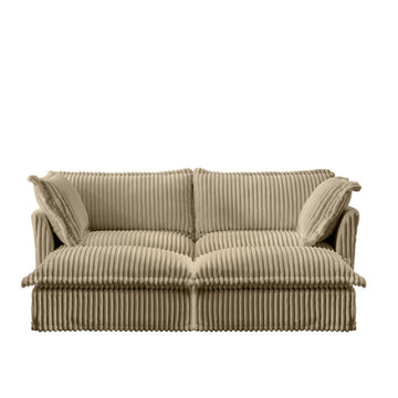 Slipcovered Sofa 2 Seater Sofa With 2 Ottomans, 2 Seater Sleeper Sofa Bed Home Theater Oversized Sofa For Living Room, Corduroy