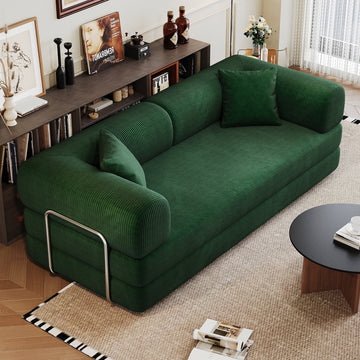 78.8" Compression Sofa,Convertible Floor Sofa Bed-with Back Support Armrest,Comfy Futon Couch Sleeper Bed,Loveseats Boneless Modular Sectional Sofa,Green