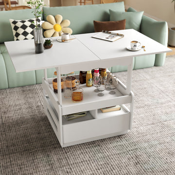 3 in 1 deformed Coffee Tables with Storage Cabinet for Living Room, Coffee Table with for Dining Room
