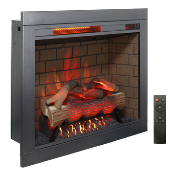 28 inch Infrared Electric Fireplace with Removable Trim kit Insert, Touch Panel Home Decor Heater, Smokeless Firebox With Fire Crackling Sound