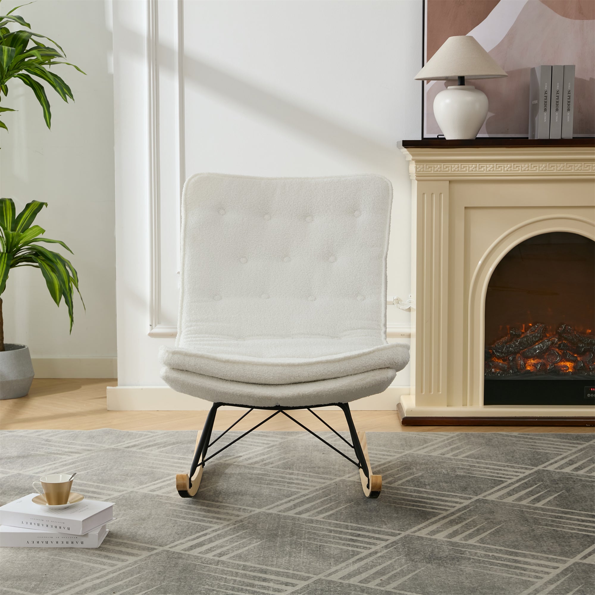 Lazy Rocking Chair,Comfortable Lounge Chair with Wide Backrest and Sea