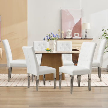 Set of 2 Modern Dining Chairs with Plush Velvet Upholstery, Sturdy Stainless Steel Legs & S-Shaped Springs - Ergonomic Support for Dining Room, Kitchen, Office
