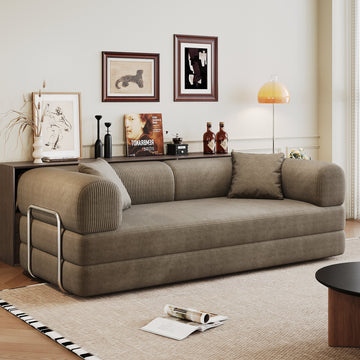78.8" Compression Sofa,Convertible Floor Sofa Bed-with Back Support Armrest,Comfy Futon Couch Sleeper Bed,Loveseats Boneless Modular Sectional Sofa,Camel