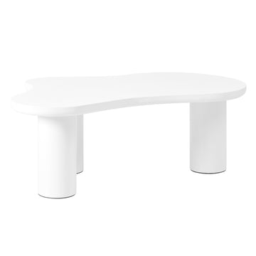 44'' x 25.9'' Easy Assembly Cloud Coffee Table with 1.5'' Thick Tabletop, Cream Style Irregular End Table with 3 Sturdy Legs, Sleek Center Table with Round Edge for Living Room, White/Black