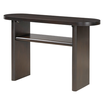 Clihome Elegant Minimalist Console Table with Rounded Edges and Sturdy Shelf Design for Entryway, Living Room(Espresso)