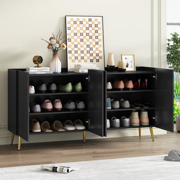 Luxurious Shoe Cabinet with 5 Metal Legs, Modern TV Stand with 4 Adjustable Shelves for TVs Up to 70