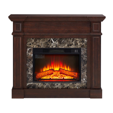 TV Stand with Electric Fireplace Mantel Heater Freestanding