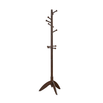70'' Solid Wood Coat Rack 11 Hooks 7-Tier Tripod Base Entryway Organizer
